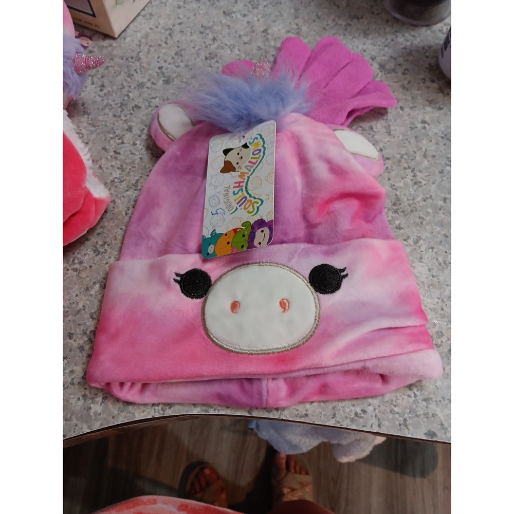 SQUISHMALLOW Kids Knit Toboggan Hat & Gloves Set • Meet Lola• Jazwares NWT